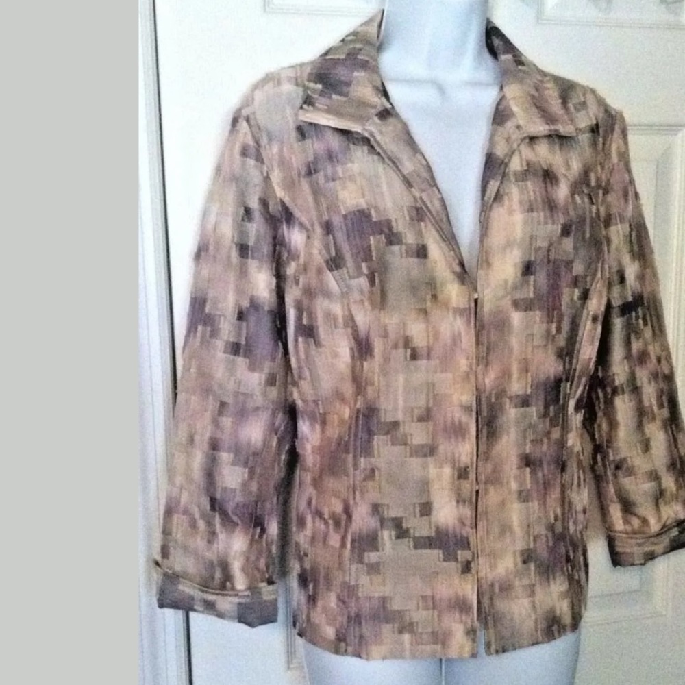 Chico’s Patchwork Jacket Coat Blazer Pink Tan - image 5